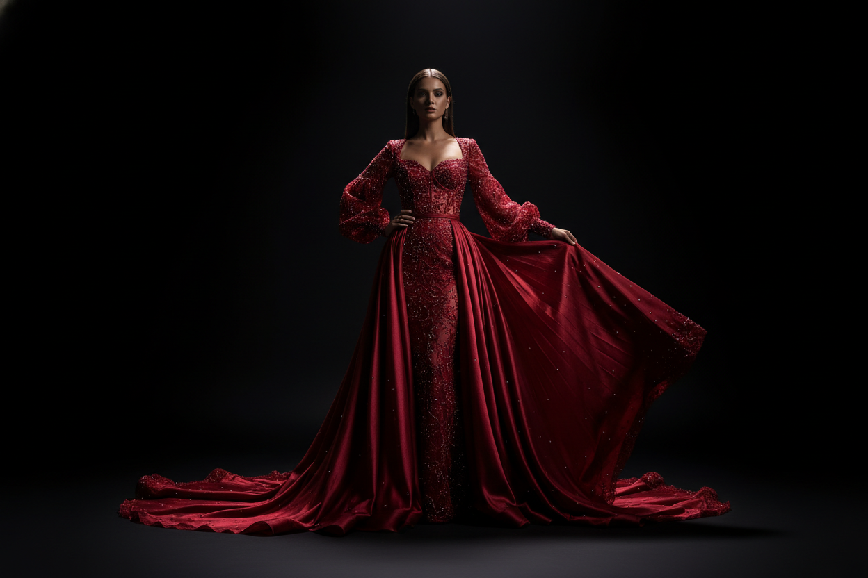 nice dress on nice woman, black background